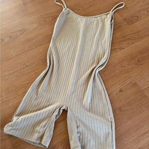 Beige Ribbed Jumpsuit